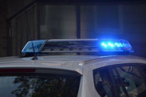 a police car with lights on