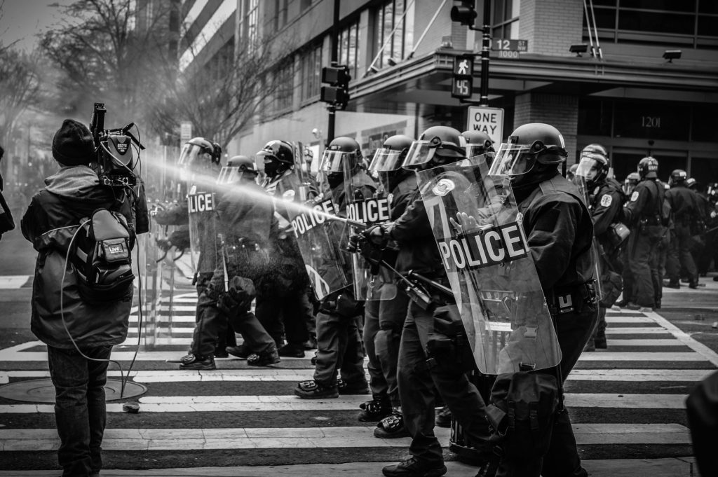police tear gas crowds at protest, civil rights