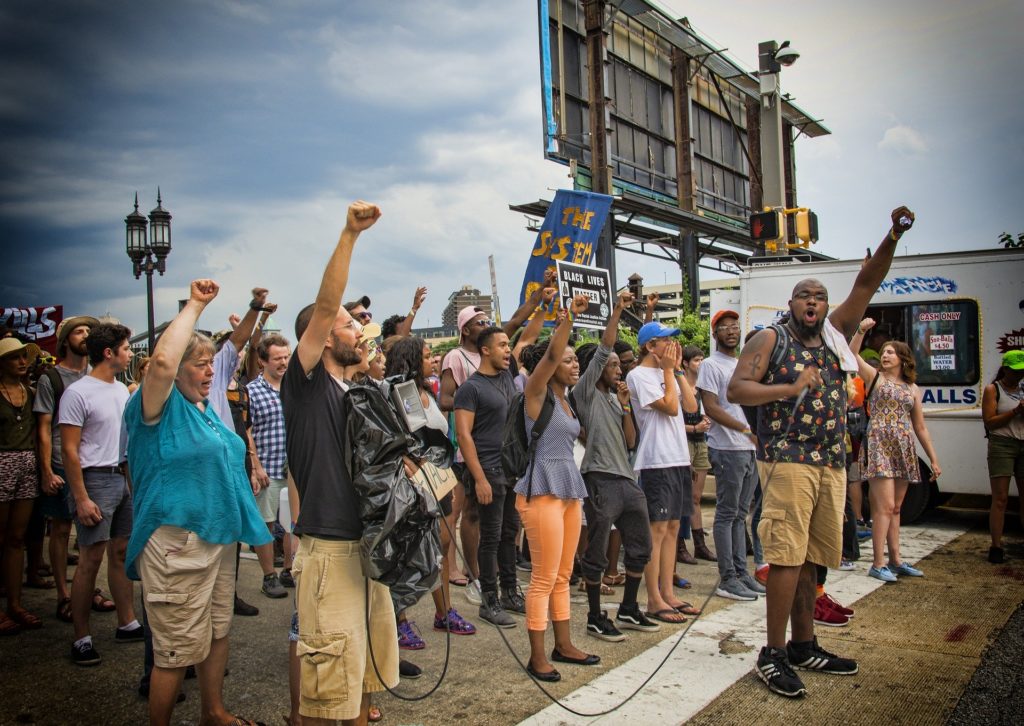 citizens protesting against police and discrimination -- civil rights