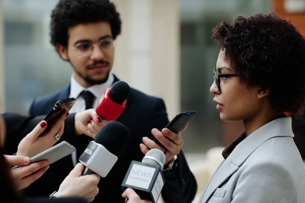 A woman exercises her right to free speech